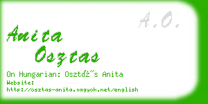 anita osztas business card